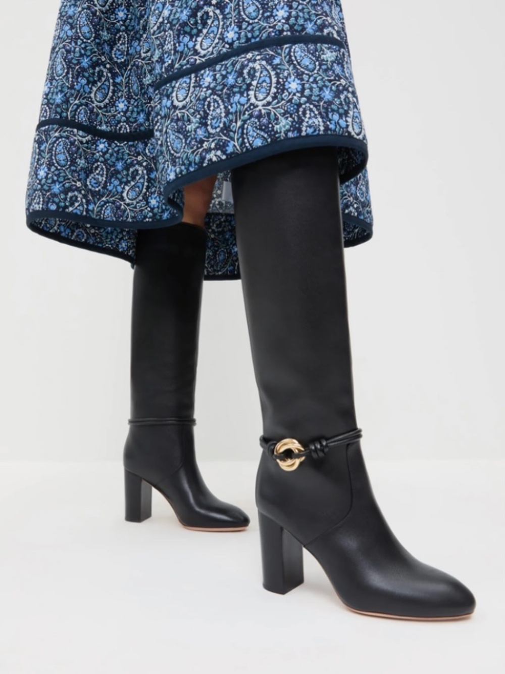 Loeffler Randall Goldy Black/Gold Leather Tall Boot